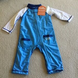 Skin Blue and White Baby UV Swim Romper